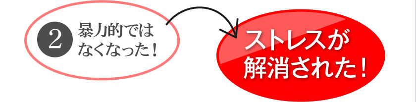 ②暴力的ではなくなった！→ストレスが解消された！